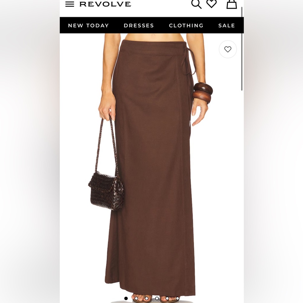 NWT Revolve Clothing Riot Swim Callen Side Tie Maxi Skirt in Chocolate